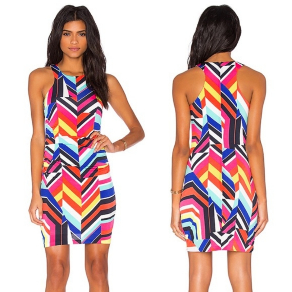 TRINA Trina Turk "Amaya" Stretch Racer Back Colourful Dress- Sz. Sm
